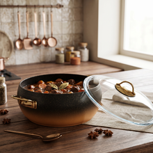 Lavonni 28CM Black-Gold Granite Deep Pot Rounded