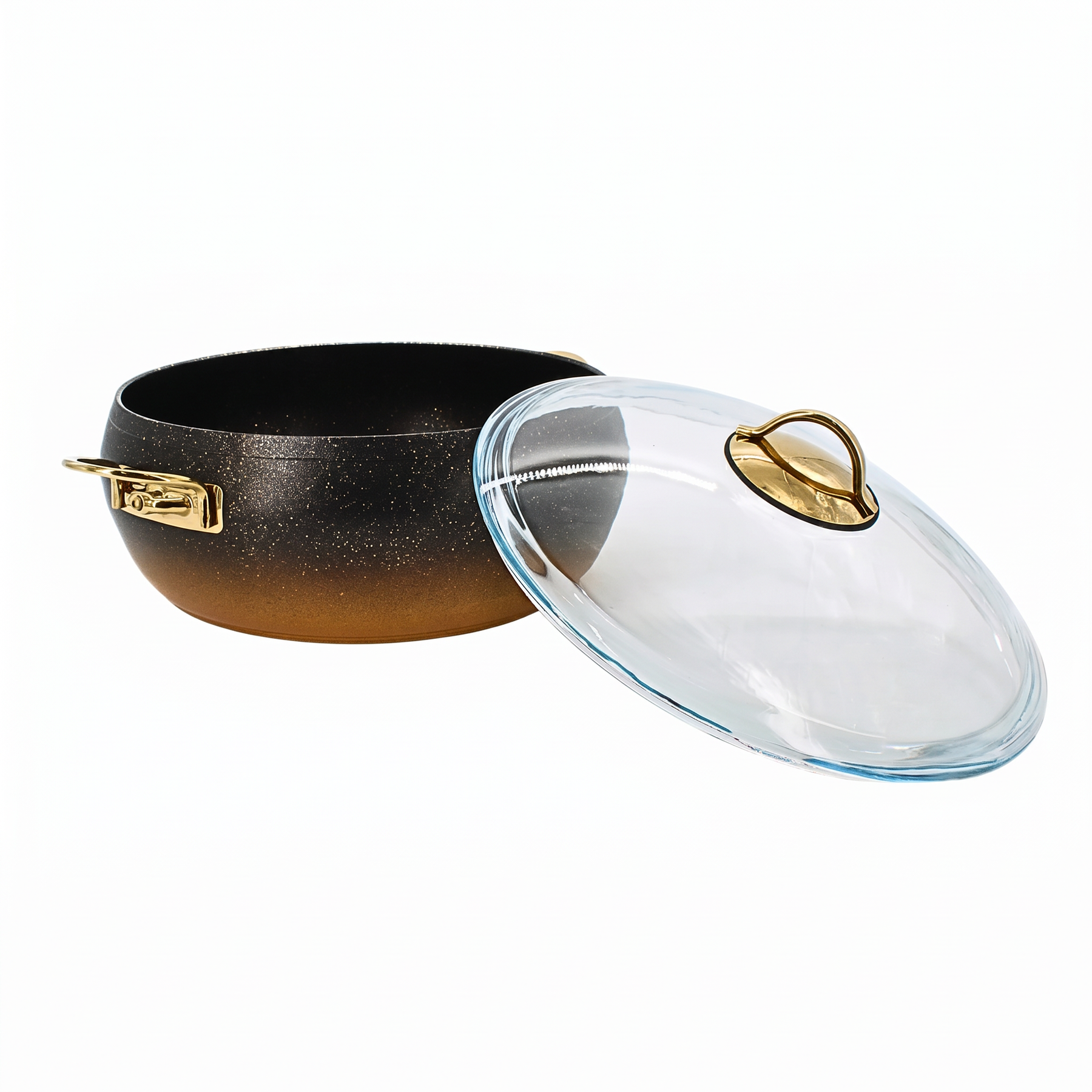 Lavonni 28CM Black-Gold Granite Deep Pot Rounded