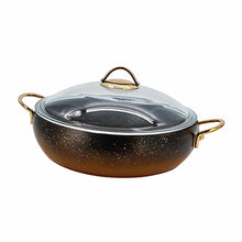 Lavonni 30CM Black-Gold Granite Low Pot Rounded