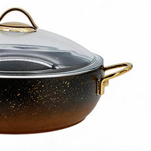 Lavonni 30CM Black-Gold Granite Low Pot Rounded