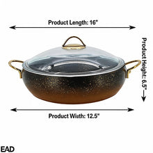 Lavonni 30CM Black-Gold Granite Low Pot Rounded