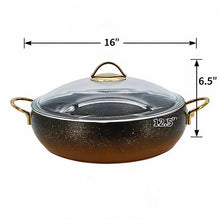 Lavonni 30CM Black-Gold Granite Low Pot Rounded