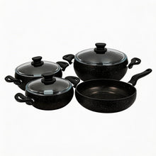 Lavonni 7PC Deep Cooking Pot and Pan Set Rounded Black