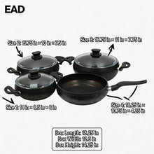 Lavonni 7PC Deep Cooking Pot and Pan Set Rounded Black