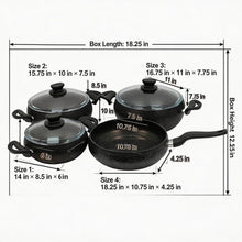 Lavonni 7PC Deep Cooking Pot and Pan Set Rounded Black