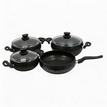 Lavonni 7PC Deep Cooking Pot and Pan Set Rounded Black