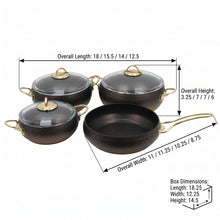 Lavonni 7PC Deep Cooking Pot and Pan Set Rounded Black-Gold