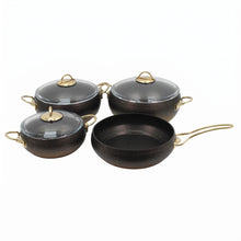 Lavonni 7PC Deep Cooking Pot and Pan Set Rounded Black-Gold