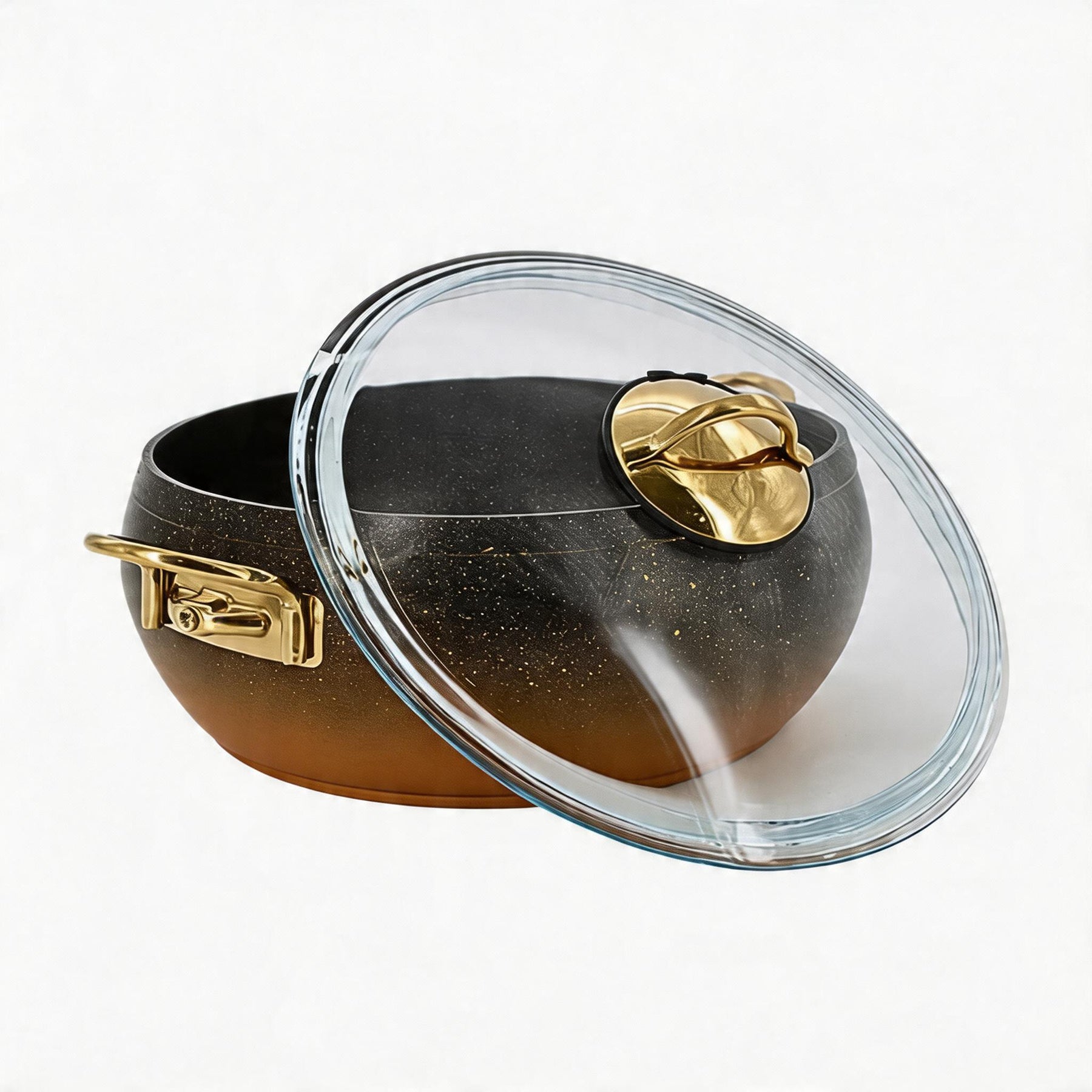 Lavonni 26CM Black-Gold Granite Deep Pot Rounded