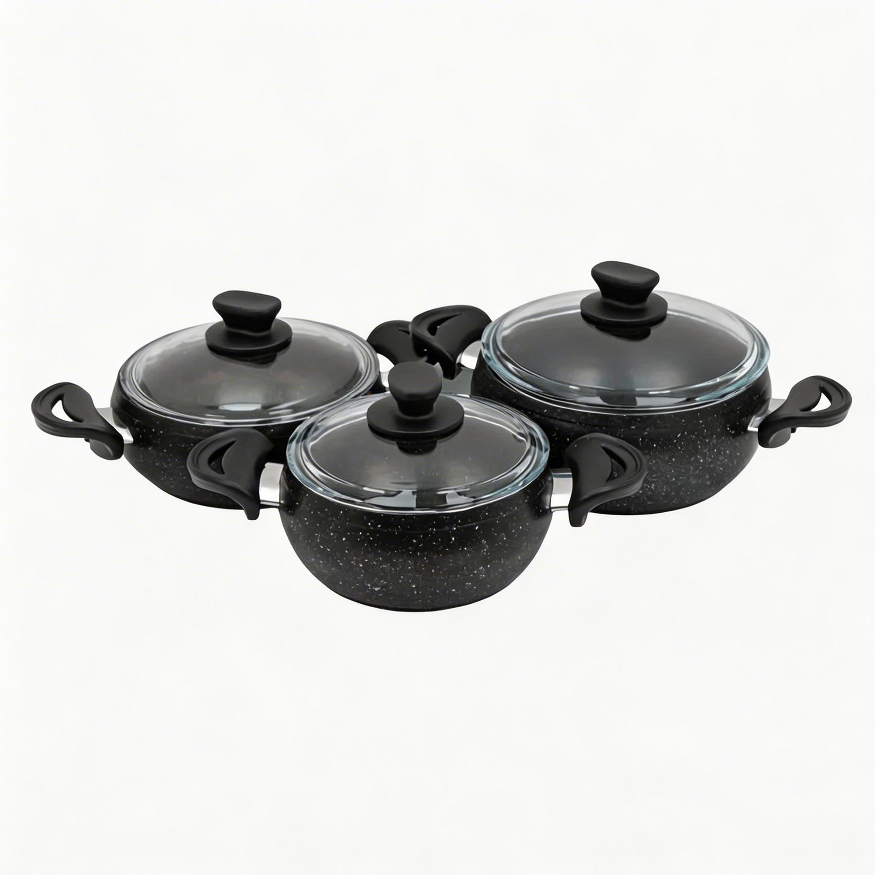 Lavonni 6 Piece Cooking Pots w/ Dual Handle-Black