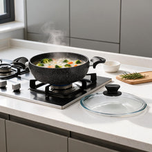 Lavonni 28CM Black Granite Low Pot Rounded