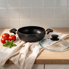 Lavonni 28CM Black Granite Low Pot Rounded