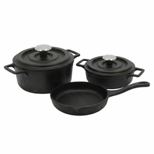 Lavonni 5 Piece Black Cast-Iron Cookware Set with Frying Pan