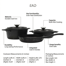 Lavonni 5 Piece Black Cast-Iron Cookware Set with Frying Pan