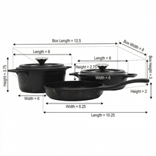 Lavonni 5 Piece Black Cast-Iron Cookware Set with Frying Pan