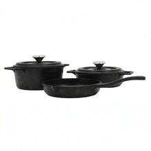 Lavonni 5 Piece Black Cast-Iron Cookware Set with Frying Pan
