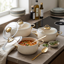 Lavonni 6 Piece Cooking Pots w/ Dual Handle-Beige