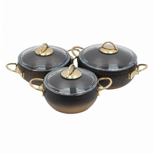 Lavonni 6 Piece Cooking Pots w/ Dual Handle-Gold
