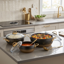 Lavonni 6 Piece Cooking Pots w/ Dual Handle-Gold