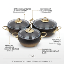Lavonni 6 Piece Cooking Pots w/ Dual Handle-Gold