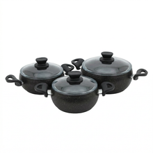 Amboss Turkish Granite Nonstick Cookware Set with Glass Lids - 3-Piece Pot Set