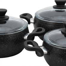 Amboss Turkish Granite Nonstick Cookware Set with Glass Lids - 3-Piece Pot Set