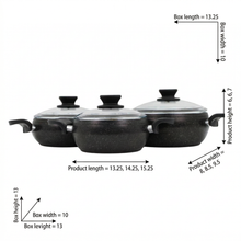 Amboss Turkish Granite Nonstick Cookware Set with Glass Lids - 3-Piece Pot Set