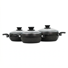 Amboss Turkish Granite Nonstick Cookware Set with Glass Lids - 3-Piece Pot Set
