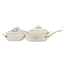 Lavonni 7PC Deep Cooking Pot and Pan Set Rounded Beige