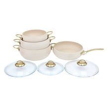Lavonni 7PC Deep Cooking Pot and Pan Set Rounded Beige