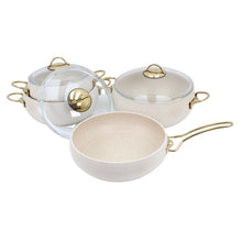 Lavonni 7PC Deep Cooking Pot and Pan Set Rounded Beige
