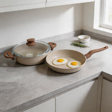 Lavonni 3 piece Granite Cooking Pot w/ Frying Pan Beige