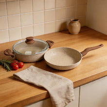 Lavonni 3 piece Granite Cooking Pot w/ Frying Pan Beige