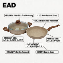 Lavonni 3 piece Granite Cooking Pot w/ Frying Pan Beige