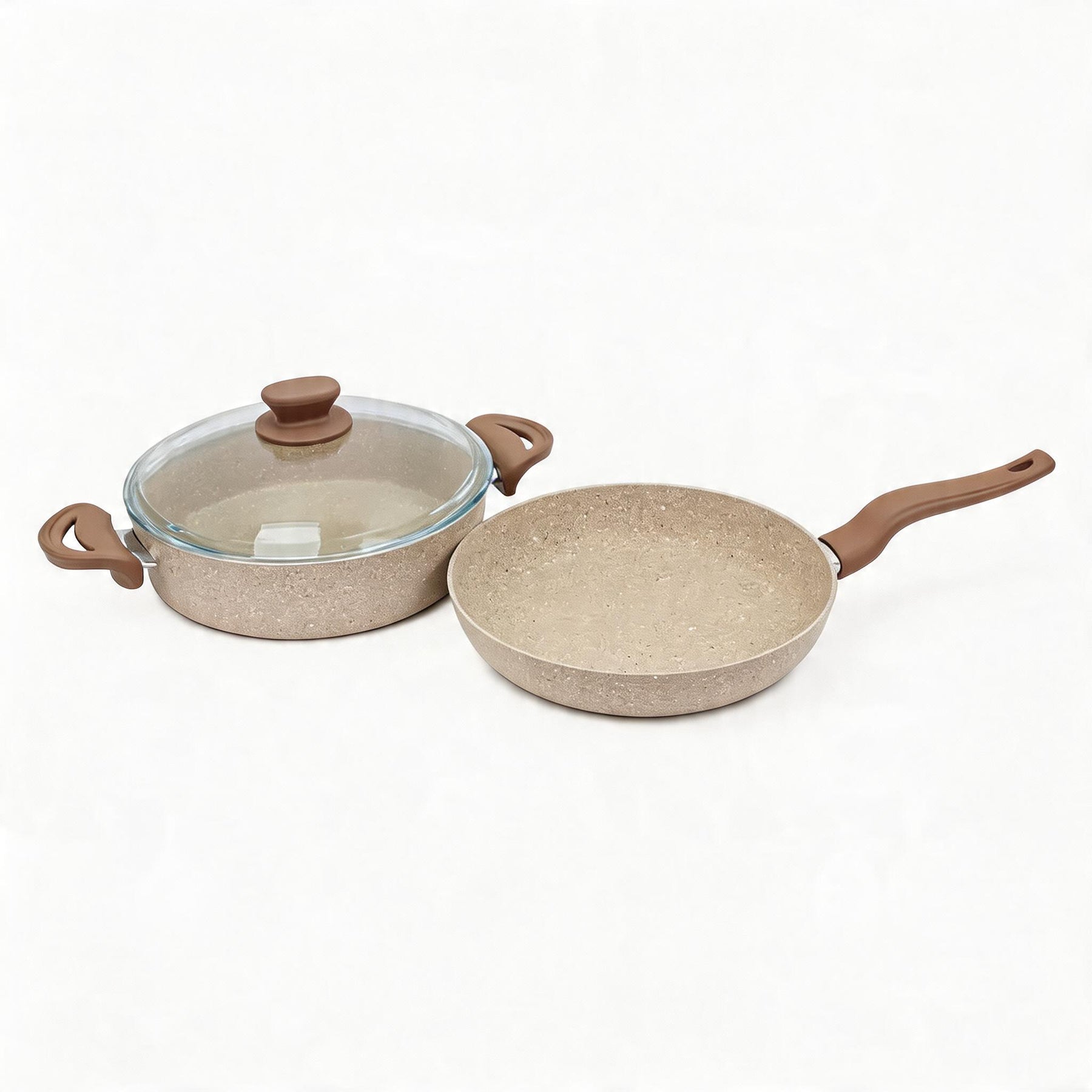 Lavonni 3 piece Granite Cooking Pot w/ Frying Pan Beige