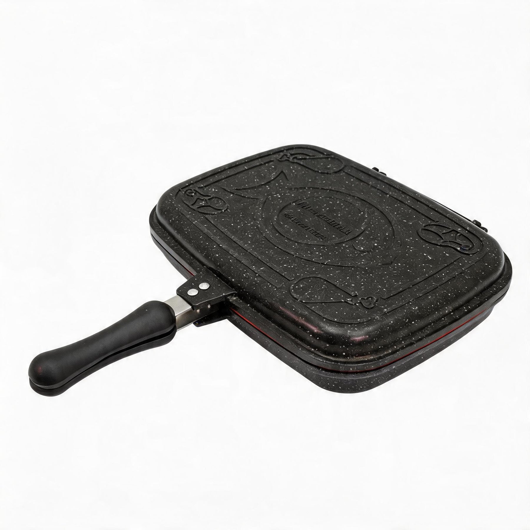 Lavonni Double-Sided Square Grill Pan with Locking Handles - Nonstick Black