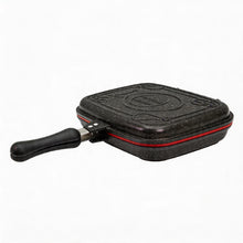 Lavonni Double-Sided Square Grill Pan with Locking Handles - Nonstick Black