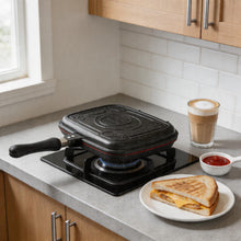 Lavonni Double-Sided Square Grill Pan with Locking Handles - Nonstick Black