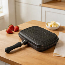 Lavonni Double-Sided Square Grill Pan with Locking Handles - Nonstick Black