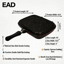 Lavonni Double-Sided Square Grill Pan with Locking Handles - Nonstick Black