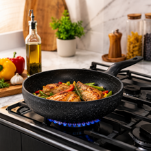 Lavonni 30CM Deep Nonstick Frying Pan - Black Speckled Cooking Pan with Long Handle