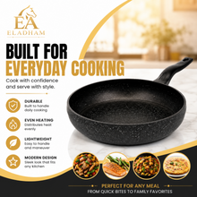 Lavonni 30CM Deep Nonstick Frying Pan - Black Speckled Cooking Pan with Long Handle