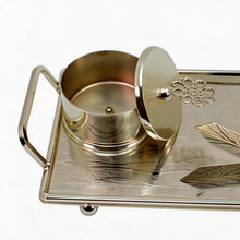 Silver Incense Burner & Tray Set - Decorative Metal Burner with Matching Accessories