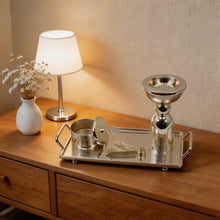 Silver Incense Burner & Tray Set - Decorative Metal Burner with Matching Accessories