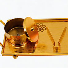 Gold Incense Burner & Tray Set - Decorative Metal Burner with Matching Accessories