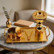 Gold Incense Burner & Tray Set - Decorative Metal Burner with Matching Accessories