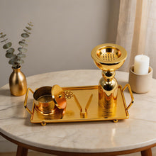 Gold Incense Burner & Tray Set - Decorative Metal Burner with Matching Accessories
