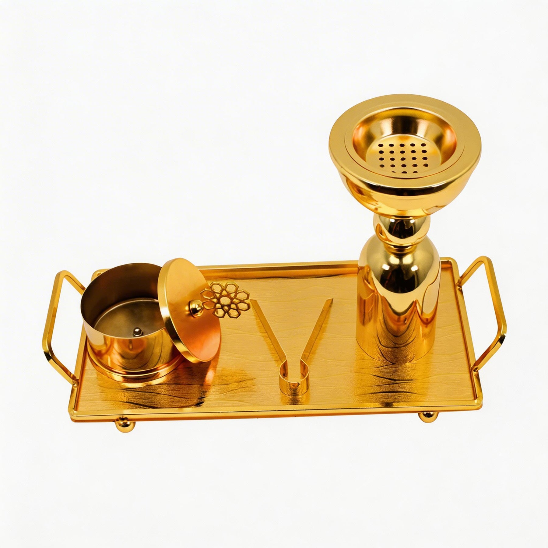 Gold Incense Burner & Tray Set - Decorative Metal Burner with Matching Accessories