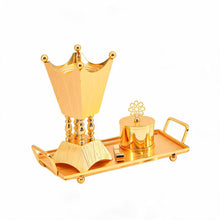 Luxury Gold Bakhoor Incense Burner Set with Decorative Tray - Middle Eastern Home D�cor