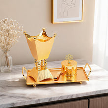 Luxury Gold Bakhoor Incense Burner Set with Decorative Tray - Middle Eastern Home D�cor